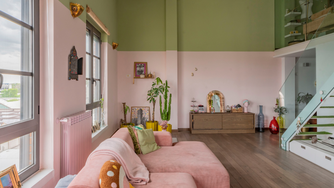 La zona living del loft Cardamomo