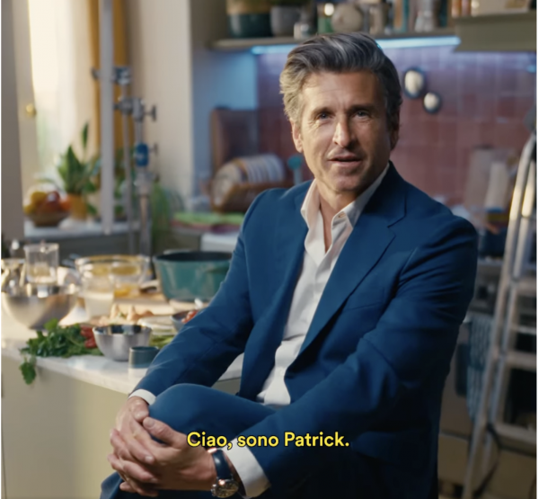 Una delle scene della campagna Patrick Demspey nella cucina della location