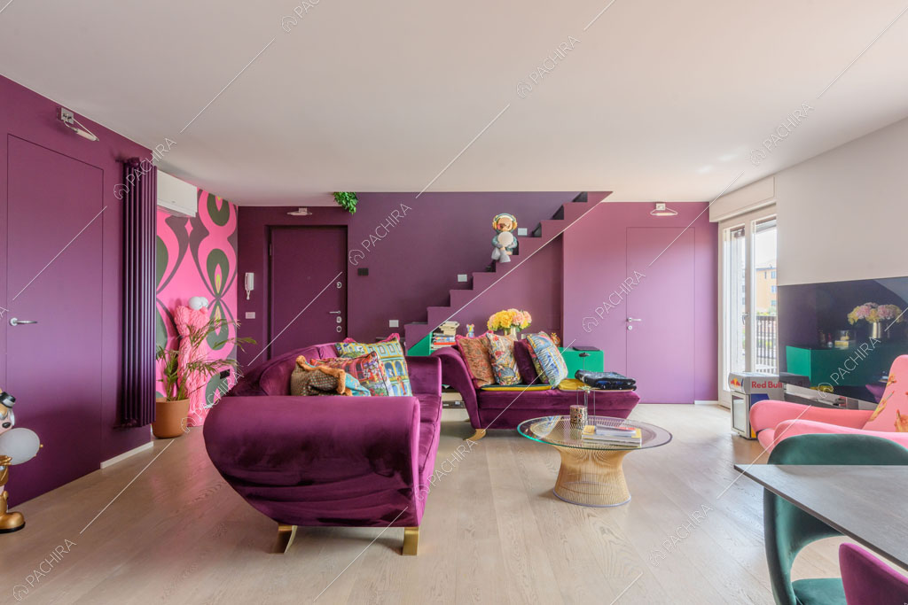 Zona living dell'appartamento Quiabo, location in stile contemporaneo a Milano