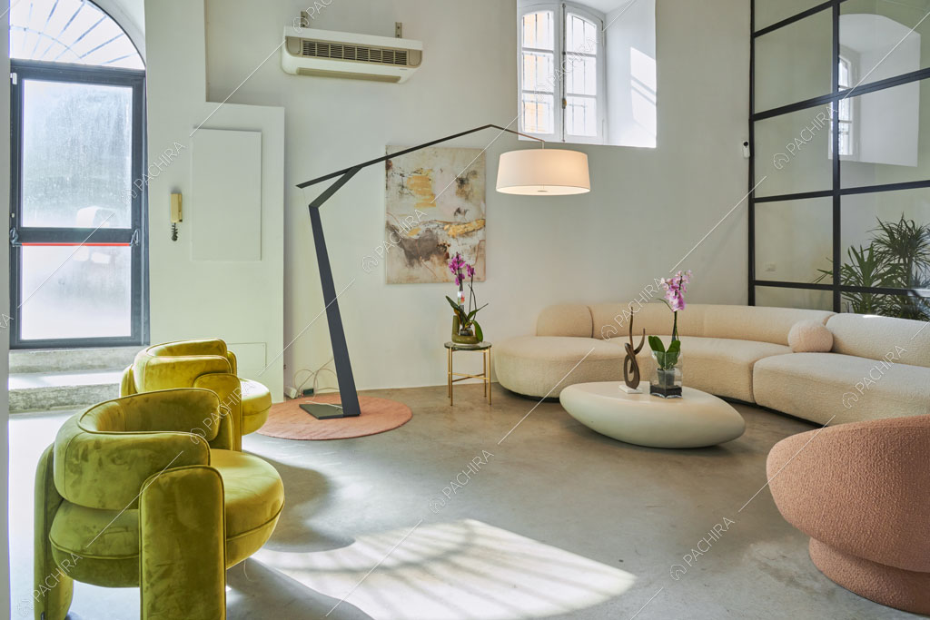 Sala del loft Manaslu, location in stile minimal a Roma