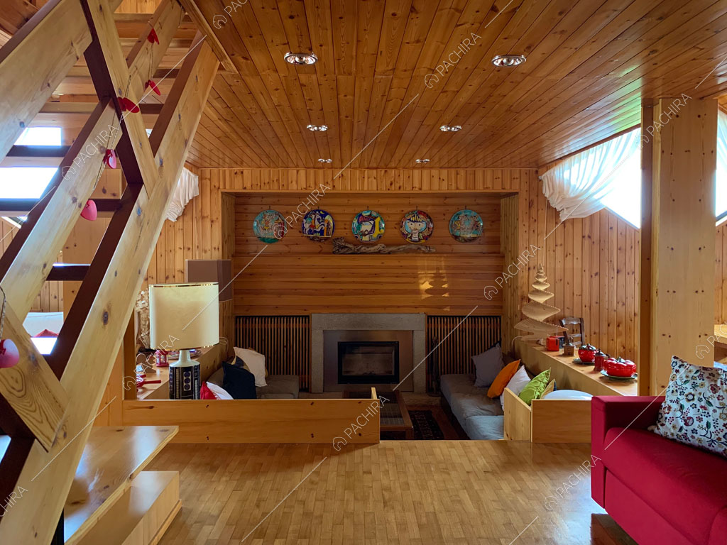 Salotto dello chalet Bulbine, location in stile moderno a Belluno