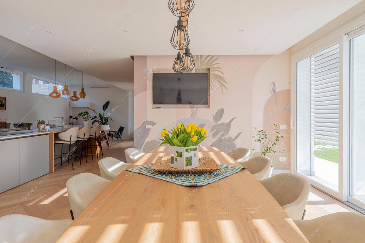 Zona living della villa Brenta, location in stile moderno a Milano