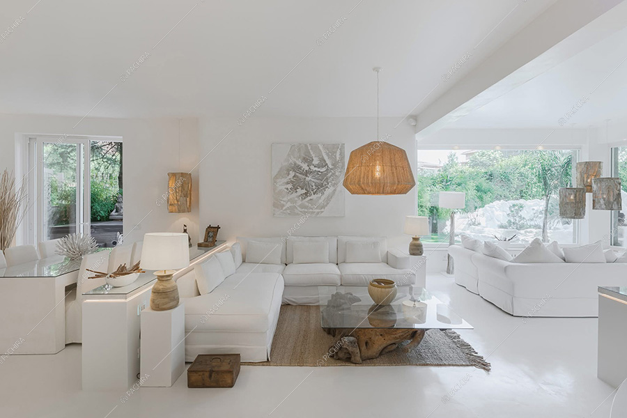 Zona living dell'appartamento Pansy, location moderna per shooting a Roma