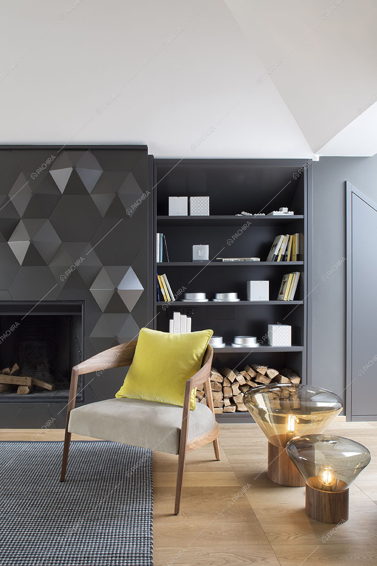 Complementi di arredo di design e caminetto