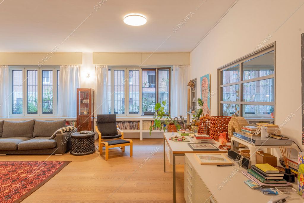 Sala dell'appartamento Mungo, location in stile contemporaneo a Milano