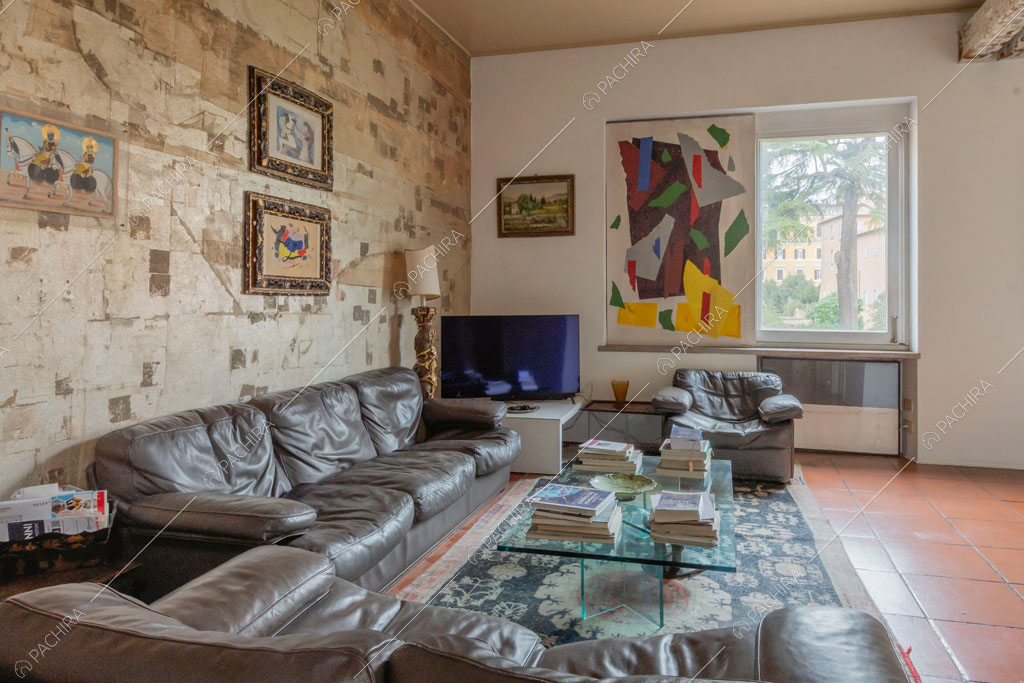 Salotto dell'appartamento Pancrazio, location in stile contemporaneo a Roma