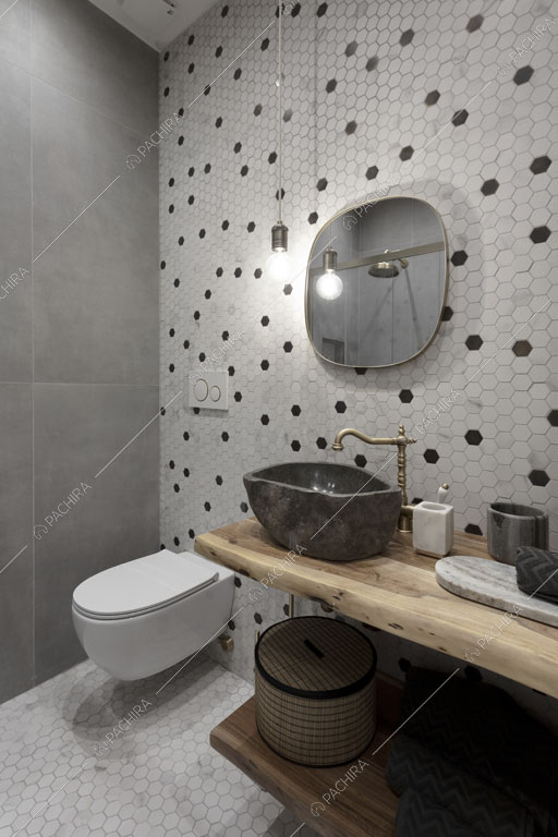 Bagno dell'appartamento Granadella, location in stile contemporaneo a Roma