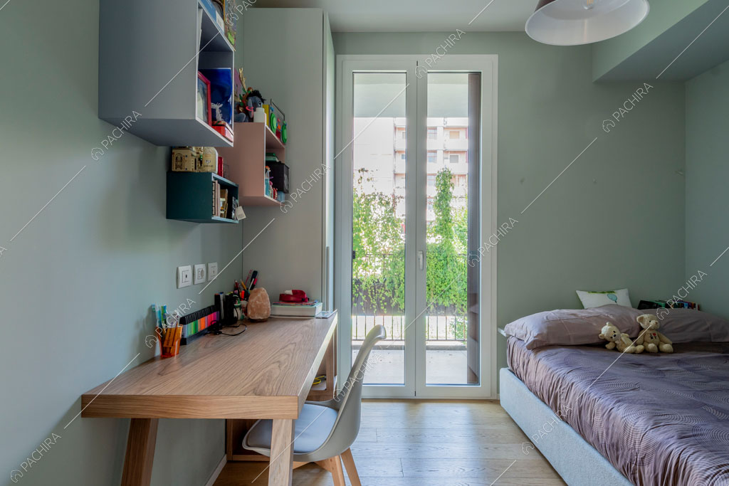 Camera da letto del loft Fenice, location in stile contemporaneo a Milano