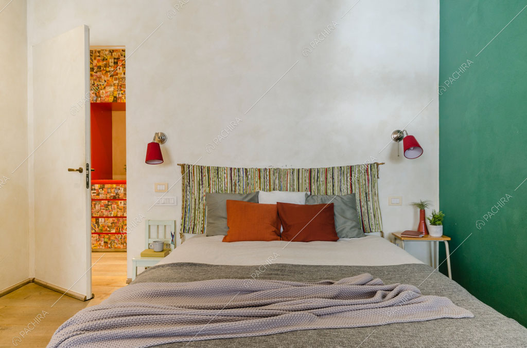 Camera da letto dell'appartamento Agrellite, location in stile moderno a Milano