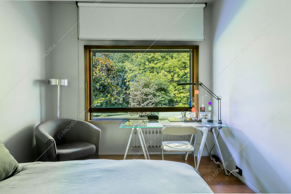 Camera da letto della villa Biotite, location in stile moderno a Verona