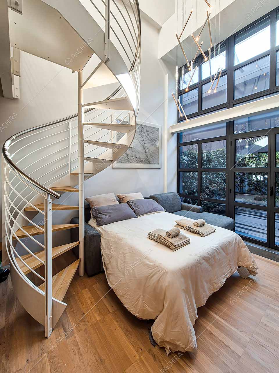 Camera da letto della location Drina, loft in stile moderno a Milano
