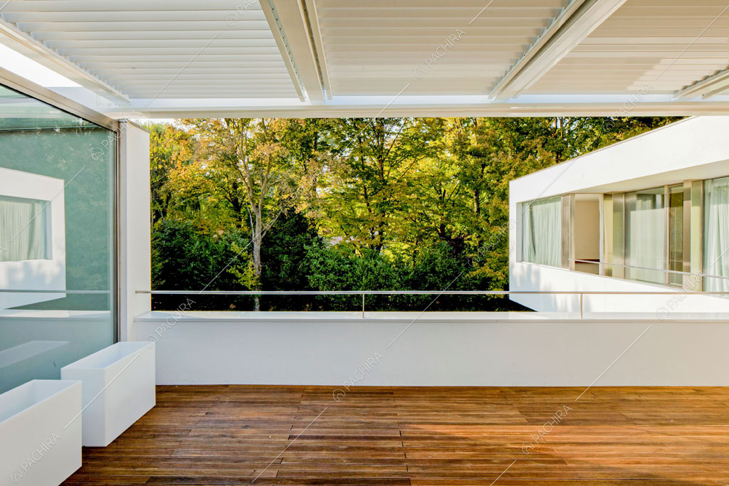 Terrazza della villa Meru, location in stile contemporaneo a Padova
