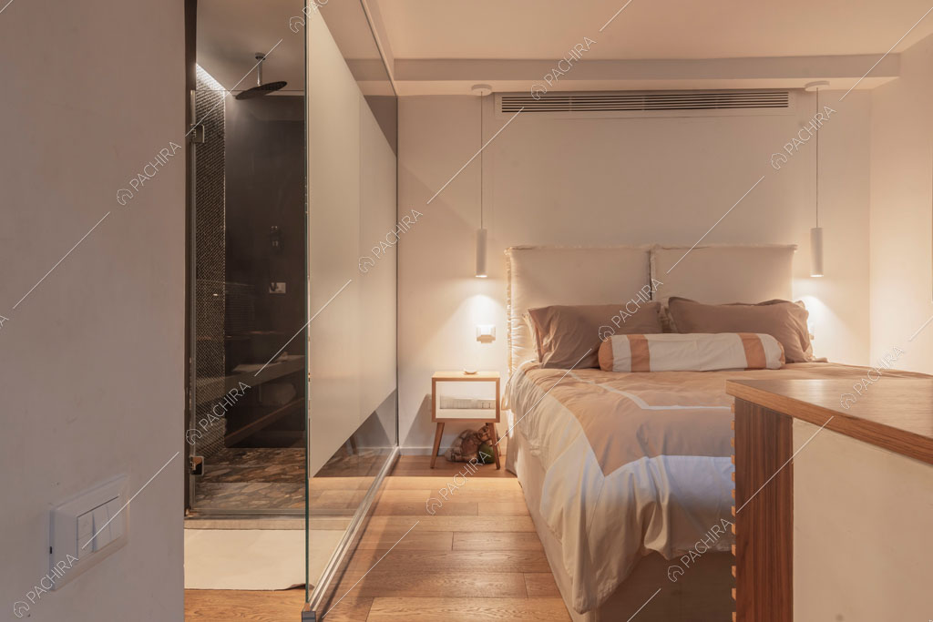 Camera da letto del loft Berillio, location in stile contemporaneo a Roma