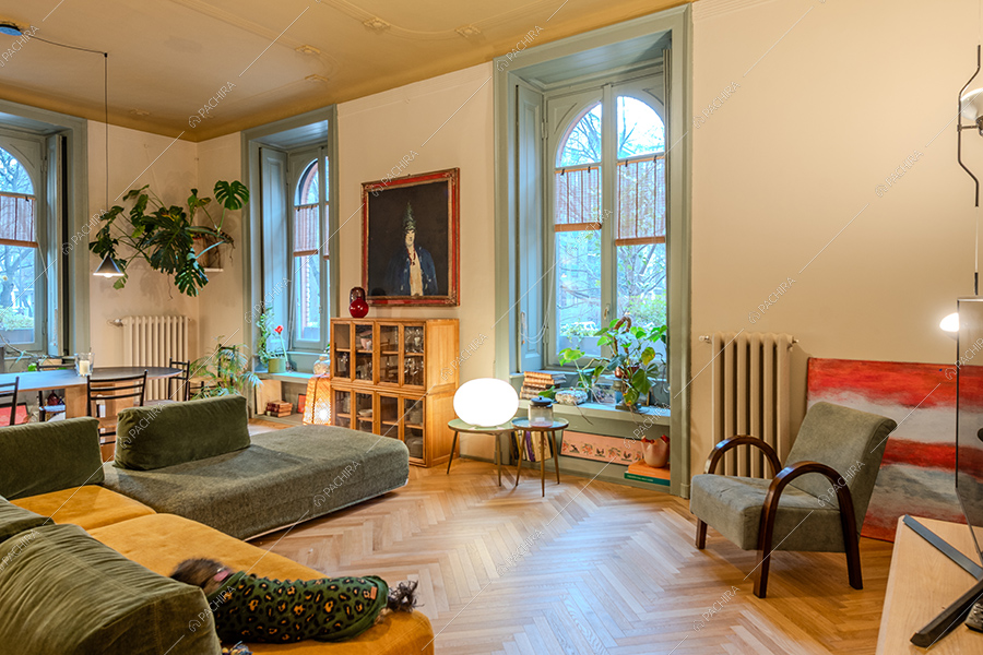 Zona living dell'appartamento Buganvilla, location in stile moderno a Milano